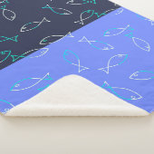 Stilvolle White Fish Pattern Sea Theme Throw Blank Sherpadecke (3/4)