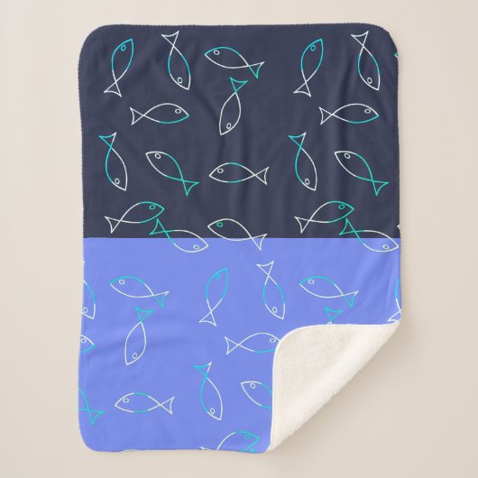 Stilvolle White Fish Pattern Sea Theme Throw Blank Sherpadecke (Vorderseite)