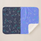 Stilvolle White Fish Pattern Sea Theme Throw Blank Sherpadecke (Vorderseite (Horizontal))