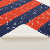Stilvolle White Fish Pattern Sea Theme Throw Blank Sherpadecke (3/4)