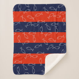 Stilvolle White Fish Pattern Sea Theme Throw Blank Sherpadecke
