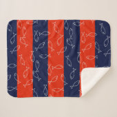 Stilvolle White Fish Pattern Sea Theme Throw Blank Sherpadecke (Vorderseite (Horizontal))