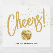 Stilvolle White Gold Cheers New Year Business Typo Schaumweinetikett (Einzelnes Label)
