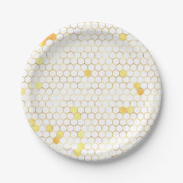 Stilvolle White Gold Honeycomb Pappteller