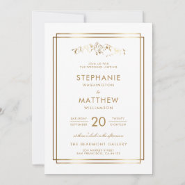 Stilvolle White & Gold Mountain Wedding Einladung