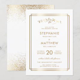 Stilvolle White & Gold Mountain Wedding Einladung