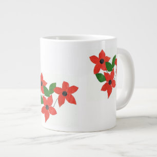 Stilvolle White Jumbo Tasse mit Roten Blume