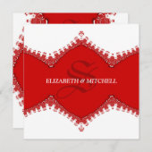 Stilvolle White Lace Monogram Wedding Einladung (Vorne/Hinten)