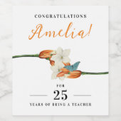 Stilvolle White Lily Retro Jubiläum Floral Weinetikett (Einzelnes Label)