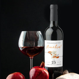 Stilvolle White Lily Retro Jubiläum Floral Weinetikett