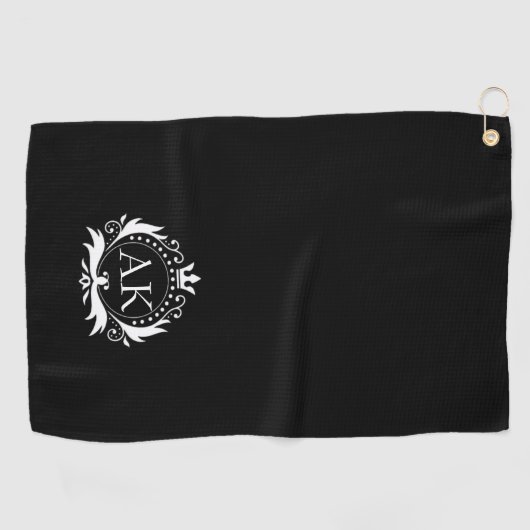 Stilvolle White Luxury Rahmen und Krone Golfhandtuch (Horizontal)