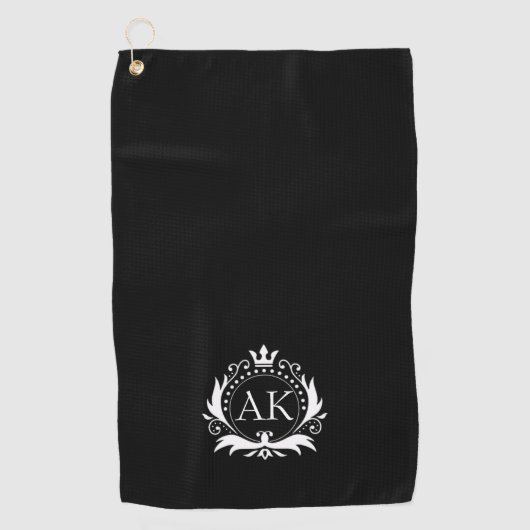 Stilvolle White Luxury Rahmen und Krone Golfhandtuch (Vorderseite)
