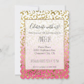 Stilvolle White Pink Gold Leopard Einladung (Vorderseite)