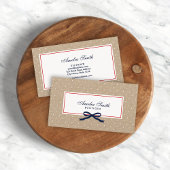 Stilvolle White Polka Dot und Blue Ribbon Kraft Visitenkarte