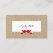 Stilvolle White Polka Dot und Red Ribbon Kraft Visitenkarte (Vorderseite)