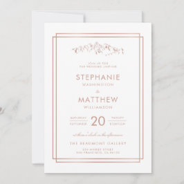 Stilvolle White & Rose Gold Mountain Wedding Einladung