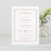 Stilvolle White & Rose Gold Mountain Wedding Einladung (Stehend Vorderseite)