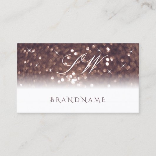 Stilvolle White Rose Gold Sparkling Glitzer Initia Visitenkarte (Vorderseite)