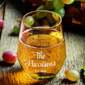 Stilvolle White Script Family Monogram Weinglas Ohne Stiel