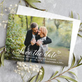 Stilvolle White Script Foto Save the Date Karte
