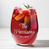 Stilvolle White Script Monogram Wedding Weinglas Ohne Stiel