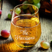 Stilvolle White Script Monogram Wedding Weinglas Ohne Stiel