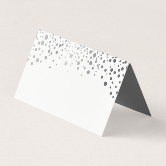 Stilvolle White und Silver Confetti | Platzkarten Visitenkarten (Vorderseite)