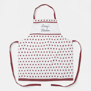 Stilvolle White und Terra Rosa Polka Dot Schürze