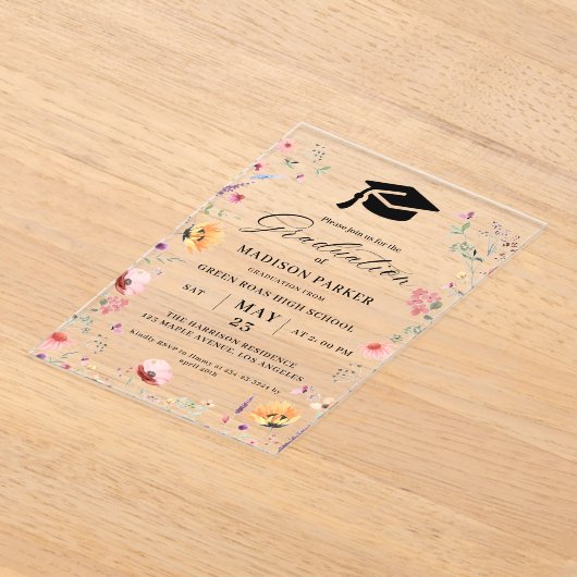 Stilvolle Wildblume Meadow Garden Abschluss Acryleinladungen (Ablage )