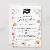 Stilvolle Wildblume Meadow Garden Abschluss Einladung (Vorderseite)