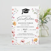 Stilvolle Wildblume Meadow Garden Abschluss Einladung (Stehend Vorderseite)