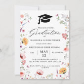 Stilvolle Wildblume Meadow Garden Twin Abschluss Einladung (Vorderseite)