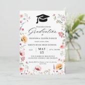 Stilvolle Wildblume Meadow Garden Twin Abschluss Einladung (Stehend Vorderseite)