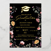 Stilvolle Wildblume Meadow Garden Twin Abschluss Folieneinladung (Vorderseite)