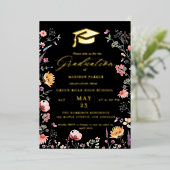 Stilvolle Wildblume Meadow Garden Twin Abschluss Folieneinladung (Stehend vorne)