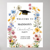 Stilvolle Wildblume Wiese Abschluss Begrüßungszeic Poster (Vorne)