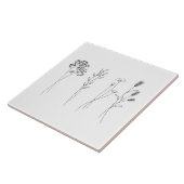 Stilvolle Wildblumen botanisch monochromatisch Fliese (Seite)