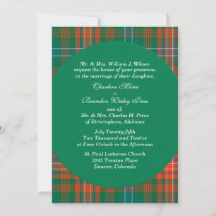 Stilvolle Wilson Orange & Green Kariert Wedding Einladung
