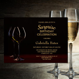 Stilvolle Wine Glass Überraschung Geburtstagsparty Einladung