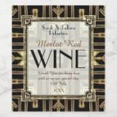 Stilvolle Wine Labels | Art Deco Black Gold V11 Weinetikett (Einzelnes Label)