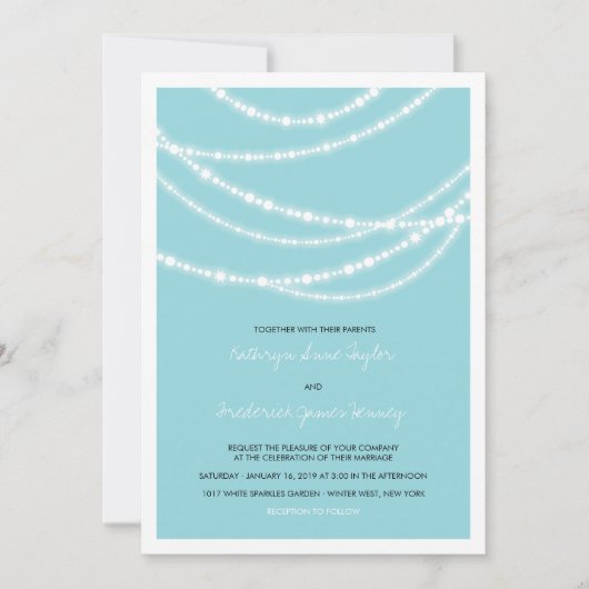 Stilvolle Winter Glitzern Glow Wedding 2in1 Einlad Einladung (Vorderseite)