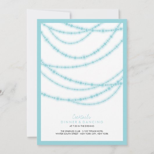 Stilvolle Winter Glitzern Glow Wedding 2in1 Einlad Einladung (Rückseite)