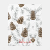 Stilvolle Winterferien Pinecone Monogram Fleecedecke (Vorderseite)