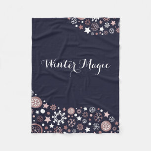 Stilvolle Wintermagie Rose Goldschneeflocken Fleecedecke