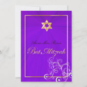 Stilvolle Wirbel Bat Mitzvah/Indigo/Gold Einladung (Rückseite)