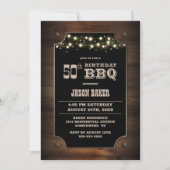 Stilvolle Wood 50. Geburtstag GRILLEN Einladung (Vorderseite)