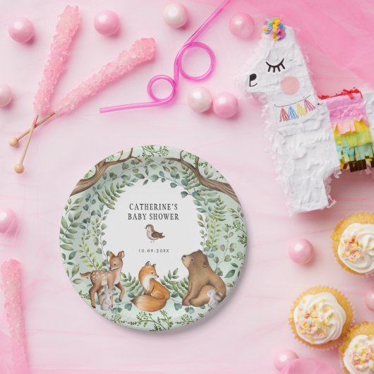 Stilvolle Woodland Forest Animals Baby Shower Favo Pappteller (Party)