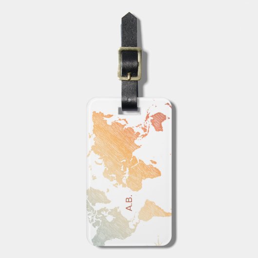 Stilvolle World Traveller (plus Karte, Retro-Licht Gepäckanhänger (Vorderseite vertikal)