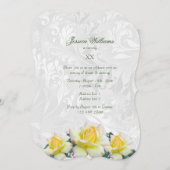 Stilvolle Yellow Roses & Damask Geburtstagsparty Einladung (Vorne/Hinten)