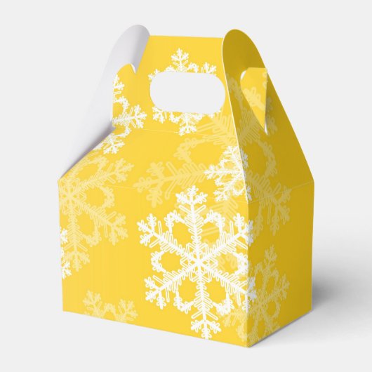 Stilvolle Yellow Snowflakes Modernes Weihnachtsmus Geschenkschachtel (Vorderseite)